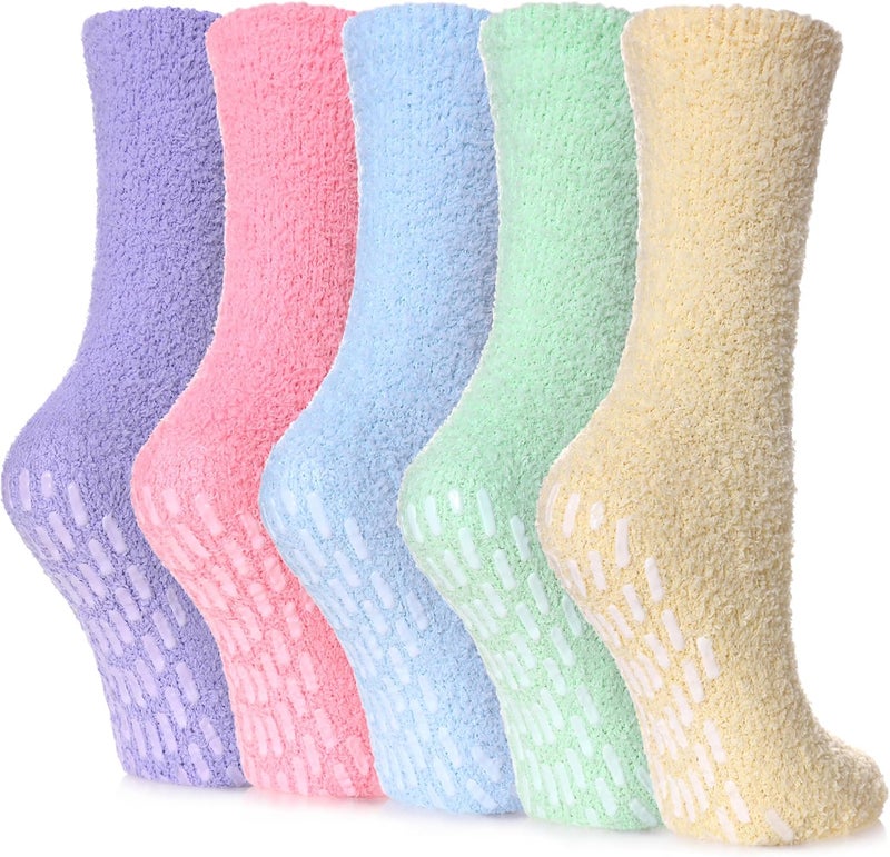 Yebing Store Non Slip Hospital Socks for Women with Grips Fuzzy Cozy Anti Skid Slipper Socks Winter Warm Soft Fluffy Sleep Socks - Image 1